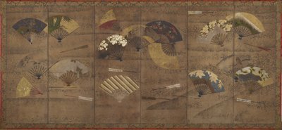 Dekorierte Fächer von Japanese School